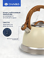 Чайник нержавеющая сталь, 3.4 л, со свистком, матовый, сталь 304, нейлон, Daniks, индукция, слоновая кость, GS-04083C - фото 2