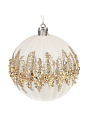 Елочный шар 3 шт, белый с золотом, 8 см, пластик, SYQC- 0124148 - фото 2