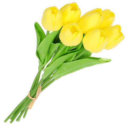 Цветок искусственный декоративный Тюльпан, 7шт., 33 см, желтый, Y6-10418