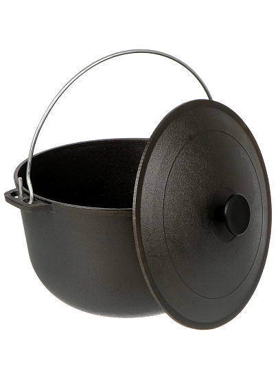 Казан чугун, 8 л, с крышкой, крышка чугун, с дужкой, Гардарика, 1508-3