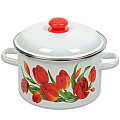 Кастрюля эмалированная сталь, 5.5 л, крышка сталь, цилиндр, Сибирские товары, Тюльпаны, 1MD221P, индукция