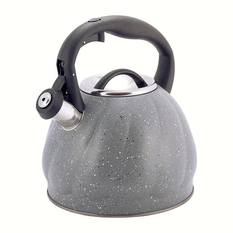 Чайник нержавеющая сталь, 3 л, со свистком, Kamille, индукция, серый мрамор, 1073GR