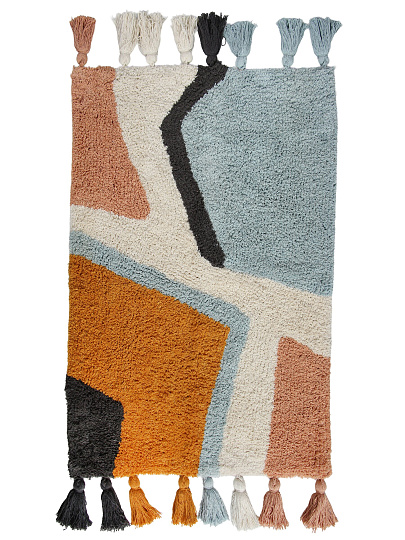 Коврик для ванной, 0.5х0.8 м, 100% хлопок, с кисточками, многоцветный, Silvano, Лиона