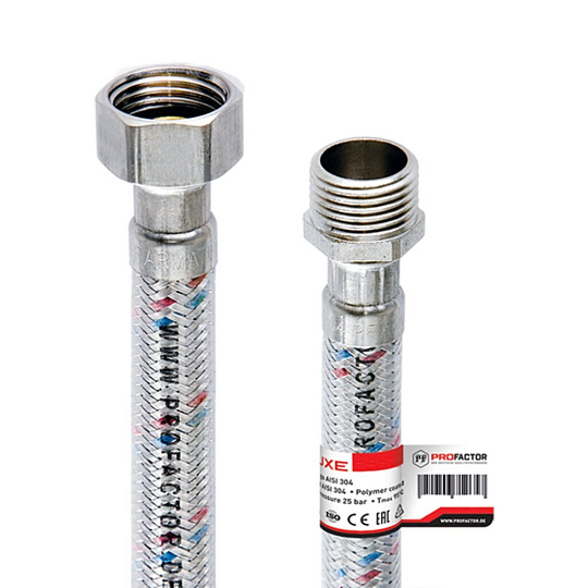 Подводка для воды 1/2&quot;х1.2 м, г-ш, сталь, полимер, ProFactor