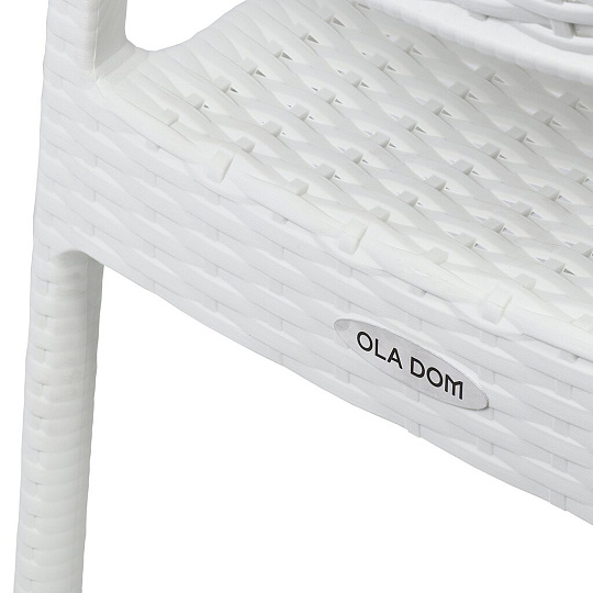 Кресло садовое пластик, Ola Dom, Rattan, 80.5х58х62 см, белое, 150 кг, ЭП 442288