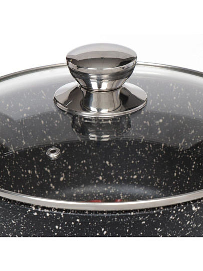 Кастрюля алюминий, антипригарное покрытие, 5 л, крышка стекло, Горница, Гранит волна, к2732аг