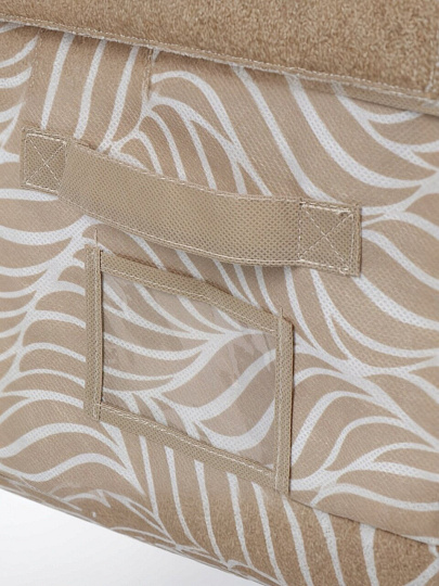 Коробка для хранения, с крышкой, 30х25х40 см, бежевая, Листья, UC-211