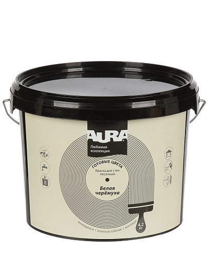 Краска водно-дисперсионная, Aura, акриловая, интерьерная, моющаяся, влагостойкая, матовая, белая черемуха, 4.2 кг