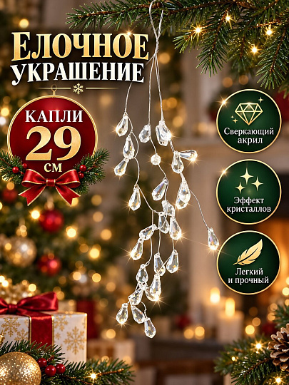 Елочное украшение Капли, 29 см, акрил, Y4-13245