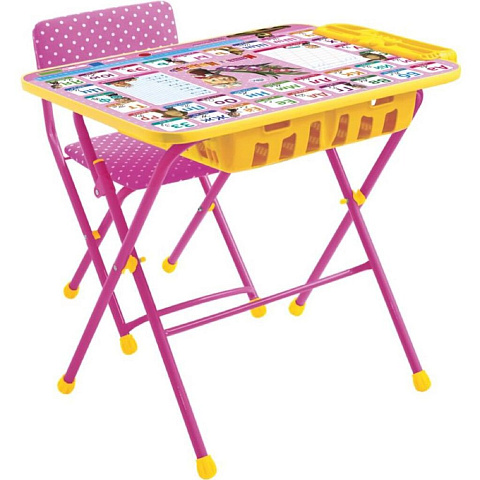 Мебель детская Nika, стол+пенал+стул мягкий, Азбука3: Маша и медведь, металл, пластик, с подножкой, КУ2П/3