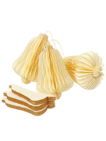 Елочное украшение Колокольчик, 6 шт, бежевый с блеском, бумага, Y4-9812