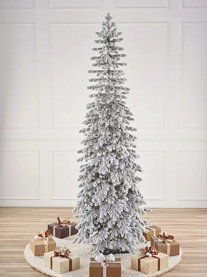 Елка новогодняя напольная, 185 см, Тикко, ель, хвоя литая, снег, подставка металл, ЕЛТКЗ 18, Max Christmas