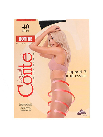 Колготки Conte, Active, 40 DEN, р. 6, nero/черные, шортики утягивающие