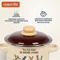 Кастрюля эмалированная сталь, 2 л, крышка сталь, цилиндрическая, Appetite, Зайцы, 6RD161M, индукция - фото 10