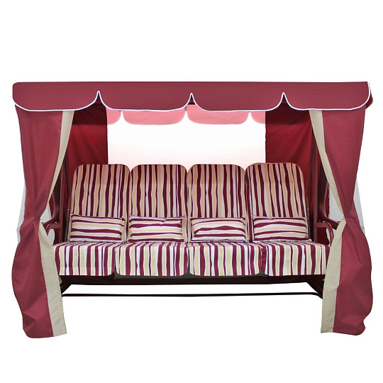 Качели садовые 4-местные, 265х143х195 см, 400 кг, Arno, Элит Люкс+, раскладываются в кровать, с москитной сеткой, бордо, 2016-КД-41/Л+, металл