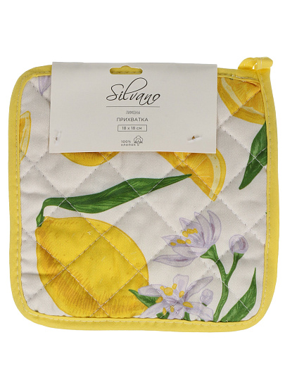 Прихватка 18х18 см, 100% хлопок, лимоны, Узб-н