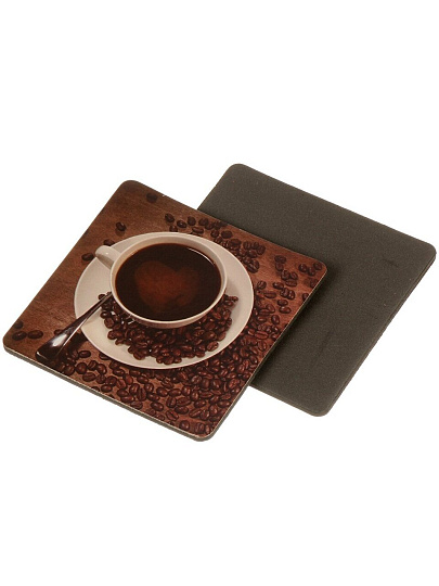 Набор подставок под горячее, полимер, 6 шт, квадратный, 9.5 см, Daniks, Кофе, Y4-9614