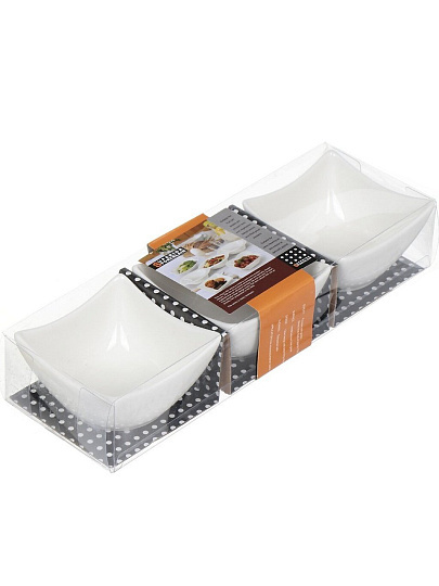 Салатник керамика, квадратный, 3 шт, 9.3х5 см, Квадрат, Y4-3220