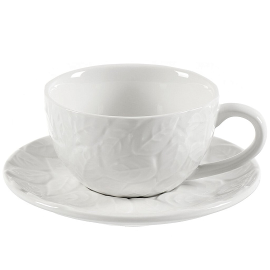 Чайная пара керамика, 2 предмета, на 1 персону, 270 мл, Daniks, Листья, Y4-4397, подарочная упаковка