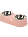 Миска для животных Y4-11417, металл, пластик, белый, розовый, двойная - фото 2