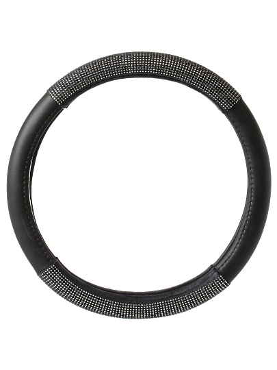 Оплетка на руль Azard, Mona Lisa Galaxy, OPLM1201, эко кожа,со стразами, р. М, серебро, черная