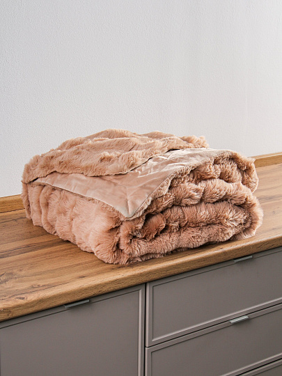 Покрывало евро, 240х260см, 100%пэ, верх ткань 460гр, вниз ткань 200гр, Silvano, Кролик, какао