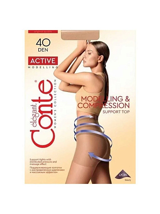 Колготки Conte, Active, 40 DEN, р. 6, natural/телесные, шортики утягивающие
