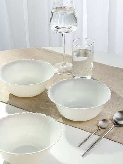 Салатник стеклокерамика, круглый, 6 шт, 18х6.9 см, 0.8 л, Белый, Daniks