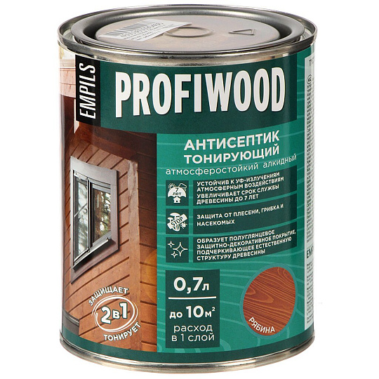 Антисептик Profiwood, для дерева, тонирующий, рябина, 0.6 кг