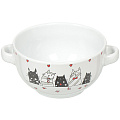 Бульонница керамика, 500 мл, с двумя ручками, Коты, BRSB009-721