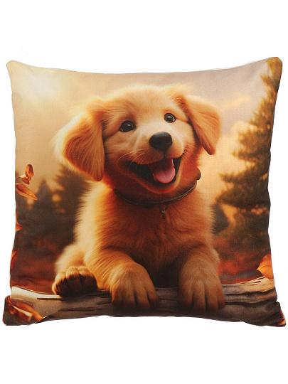 Подушка декоративная, 38х38 см, Собака, 100% полиэстер, Микрос