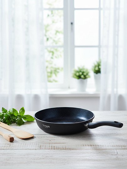 Сковорода литой алюминий, 28 см, антипригарное покрытие, Нева Металл Посуда, Titan Space, индукция, 918128i