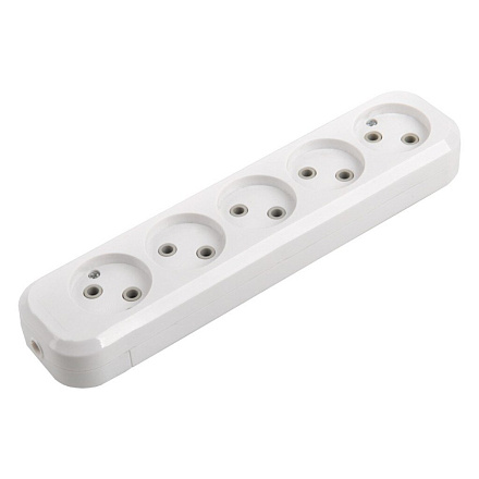 Колодка розеточная 5 гнезд, 2 полюса, без заземления, 16 А, 220 В, 2.2 кВт, без выключателя, IP20, General Lighting Systems, Easy GSB-10-5-IP20, 470058