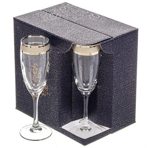 Бокал для шампанского, 170 мл, стекло, 6 шт, Glasstar, Кольцо, GN47_1687_3