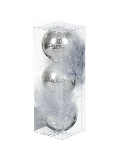 Елочный шар 3 шт, серебро, 6 см, пластик, SYQD-0121321