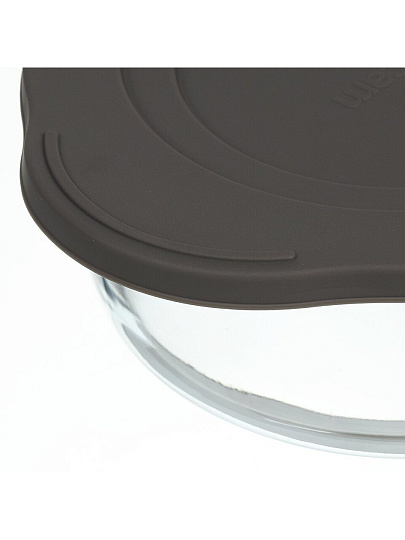 Кастрюля для запекания стекло, 7.6 см, 1.45 л, круглая, с крышкой, серая, Borcam, 59123GREY