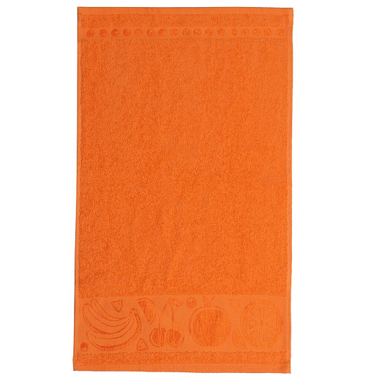 Полотенце кухонное махровое, 35х60 см, 100% хлопок, Вышневолоцкий текстиль, Жаккард Бордюр Фрукты, оранжевое, 302, Россия, Ж1-3560.969.375