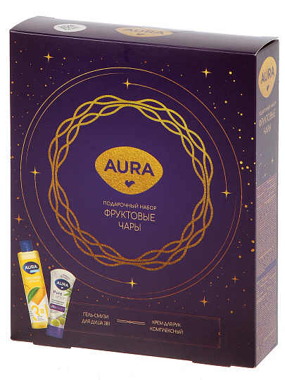 Набор подарочный для женщин, Aura, 3 в 1, гель-смузи для душа 250 мл, крем для рук комплексный 75 мл