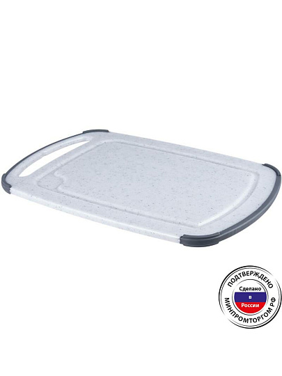 Доска разделочная пластик, 36х24 см, белая, прямоугольная, Полимербыт, Granite, 438010200