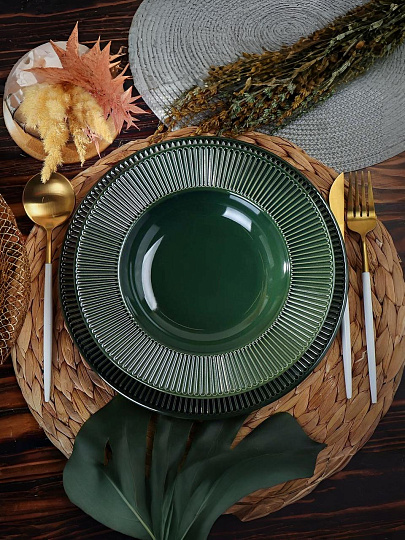 Тарелка суповая, керамика, 24 см, круглая, Emerald Green, Domenik, TDP471/DMD032