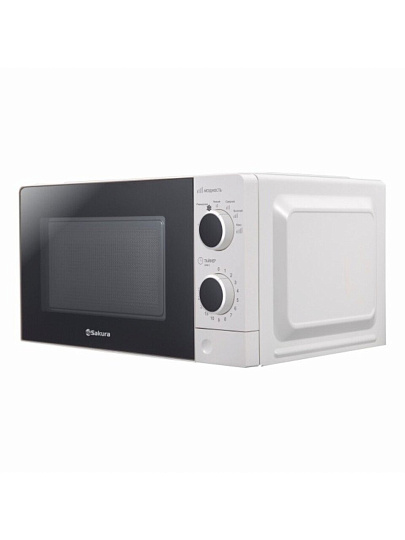 Микроволновая печь Sakura, SA-7055W, 20 л, 700 Вт, механическая, 6 уровней мощности, белая