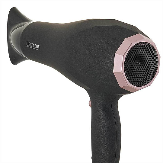 Фен Delta Lux, DL-0941, 2200 Вт, холодный обдув, 2 режима, 2 скорости, черный с розовым