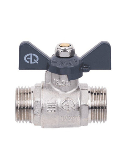 Кран для воды, 1/2'', ш-ш, латунь, ручка-бабочка, AquaLink