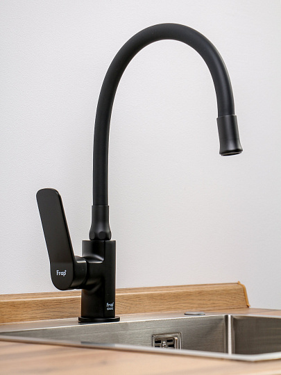 Смеситель для кухни, Frap, гибкий излив, с картриджем, черный, F4462-9