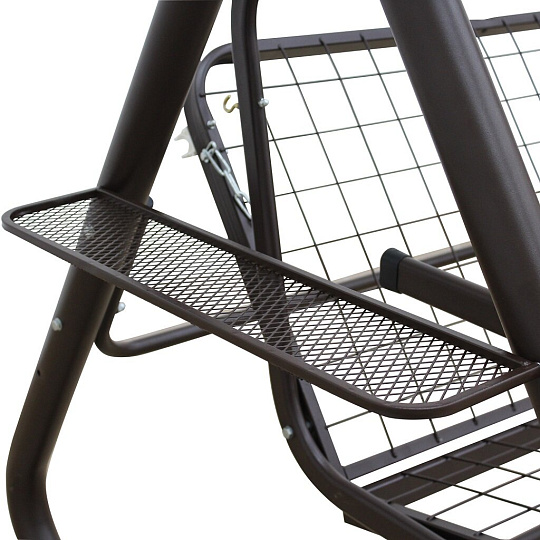 Качели садовые 4-местные, 265х143х176 см, 380 кг, Arno, Дефа Люси, раскладываются в кровать, с москитной сеткой, шоколад, тент, 2 подстаканника, 4 подушки-кресла, металл