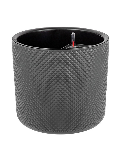 Кашпо пластик, 29 л, 36х36х33 см, автополив, со вставкой, графит, Idea, Фасет, М 3239