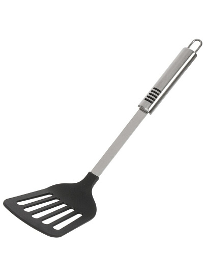 Лопатка кулинарная нейлон, с прорезями, навеска, черная, Daniks, Пасто, YW-KT71B-3