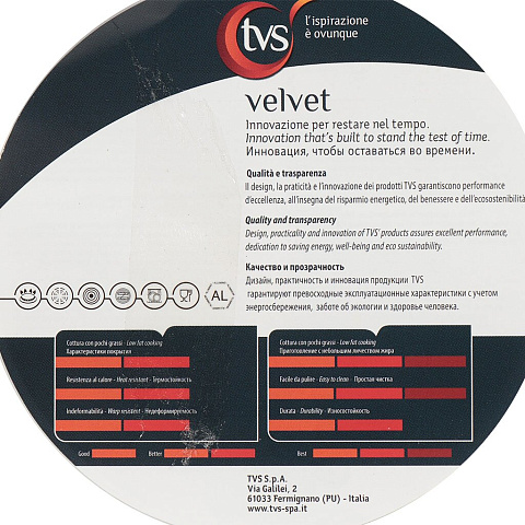 Кастрюля алюминий, антипригарное покрытие, 4.7 л, TVS, Velvet, 6.2603242310001, серая, индукция