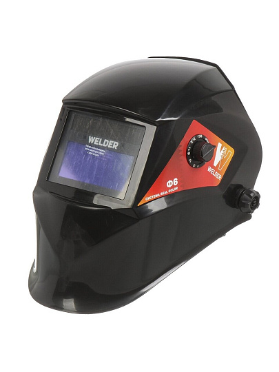 Маска сварочная хамелеон, Welder, Pro Ф6 Real Color, 4/9-13 DIN, 94 мм, черная, WDP-Ф6-П, внешняя регулировка