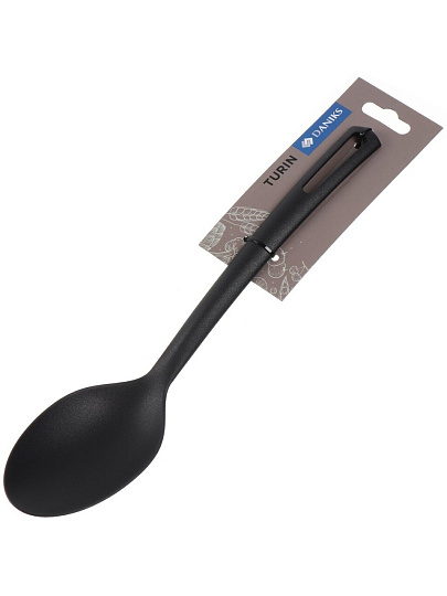 Ложка поварская универсальная, нейлон, навеска, черная, Daniks, Turin, YW-KT309-2
